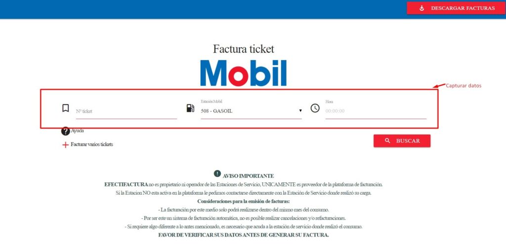 Captura de datos de boletos de compra en mobil